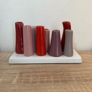 Chive Pooley Sangria Ceramic‎ Flower Bud Vase 8 Tube Vases Red Purple Pink Artsy